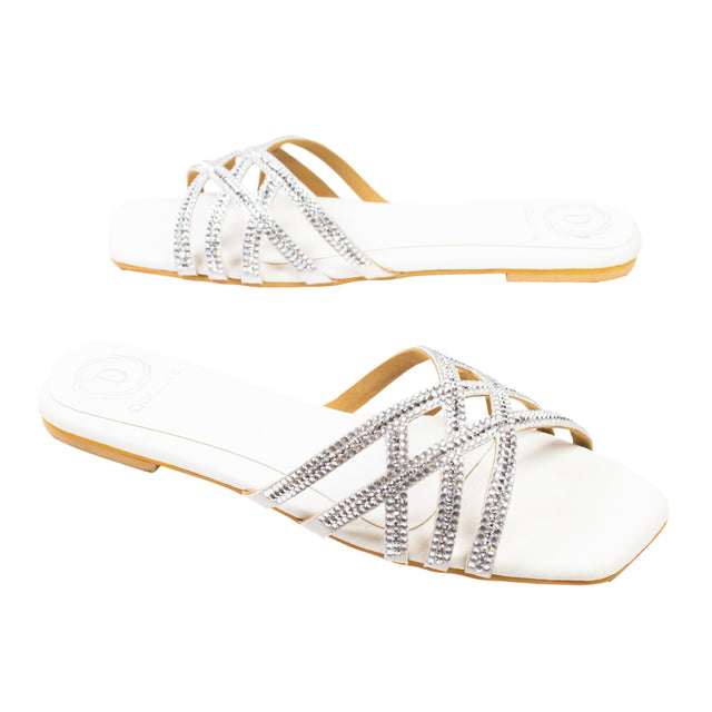 Marwa Sophisticated White Flat Slippers