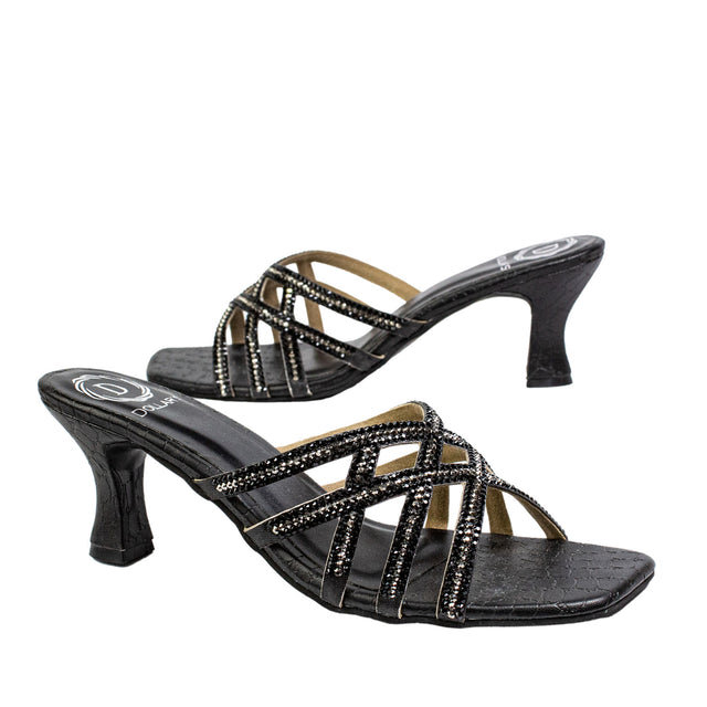 Marwa Sleek Black Pencil Heel Sandals