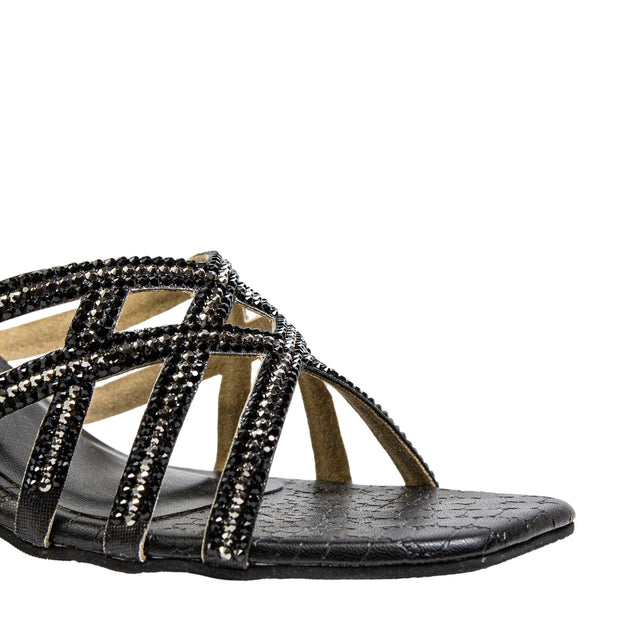 Marwa Sleek Black Pencil Heel Sandals