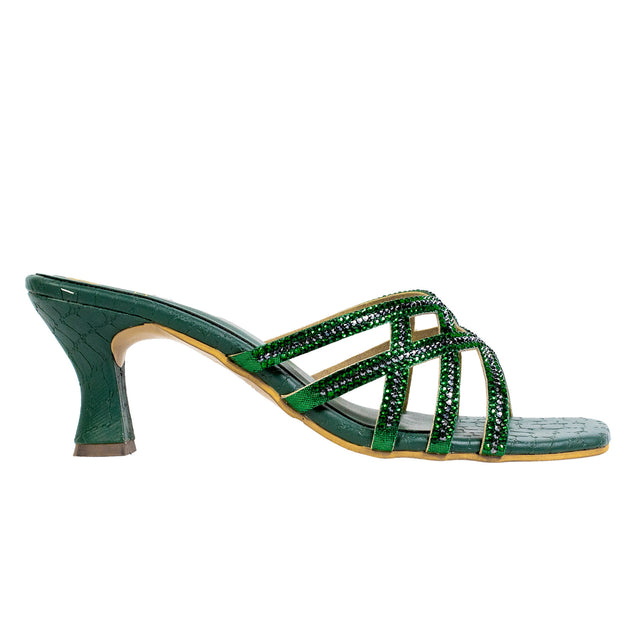 Marwa Stylish Green Pencil Heel Sandals