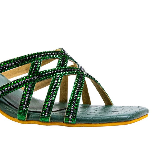 Marwa Stylish Green Pencil Heel Sandals