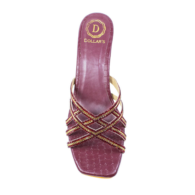 Marwa Versatile Maroon Pencil Heel Sandals