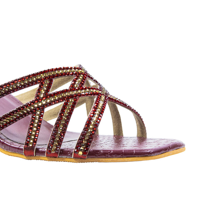Marwa Versatile Maroon Pencil Heel Sandals