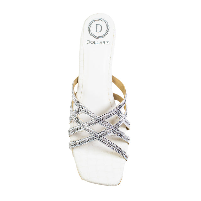 Marwa Regal White Pencil Heel Sandals