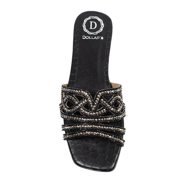 Samira Iconic Black Flat Slippers