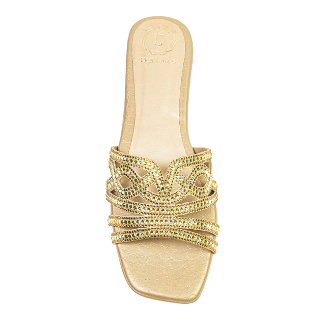 Samira Contemporary Gold Flat Slippers