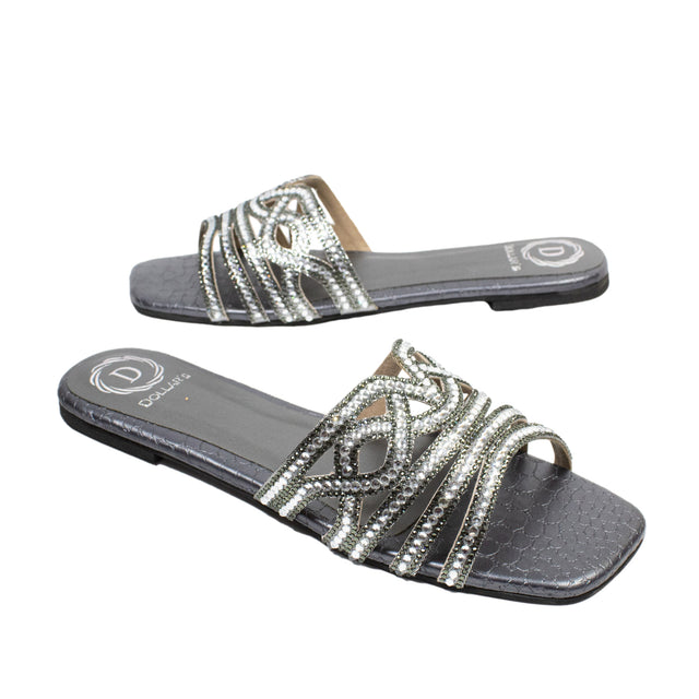 Samira Regal Grey Flat Slippers