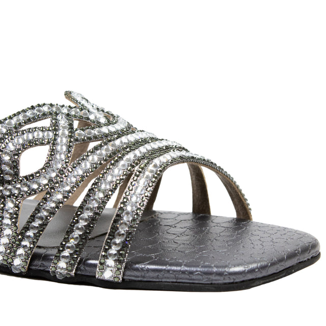 Samira Regal Grey Flat Slippers