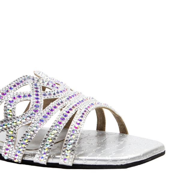 Samira Iconic Silver Flat Slippers