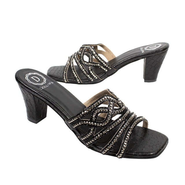 Samira Trendy Black Block Heel Sandals