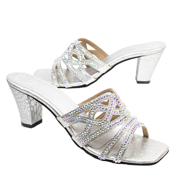 Samira Opulent Silver Block Heel Sandals