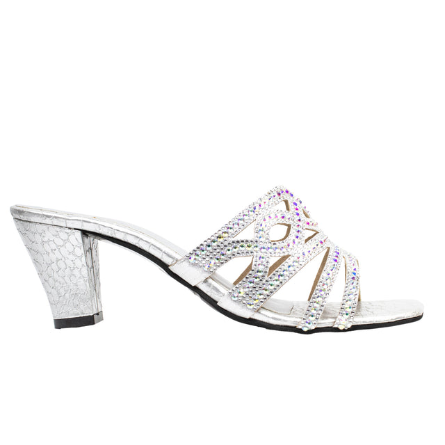 Samira Opulent Silver Block Heel Sandals