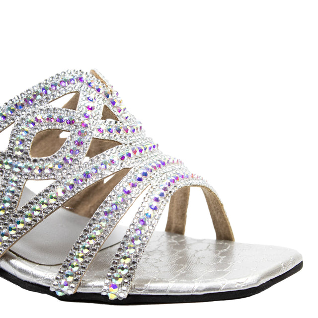 Samira Opulent Silver Block Heel Sandals