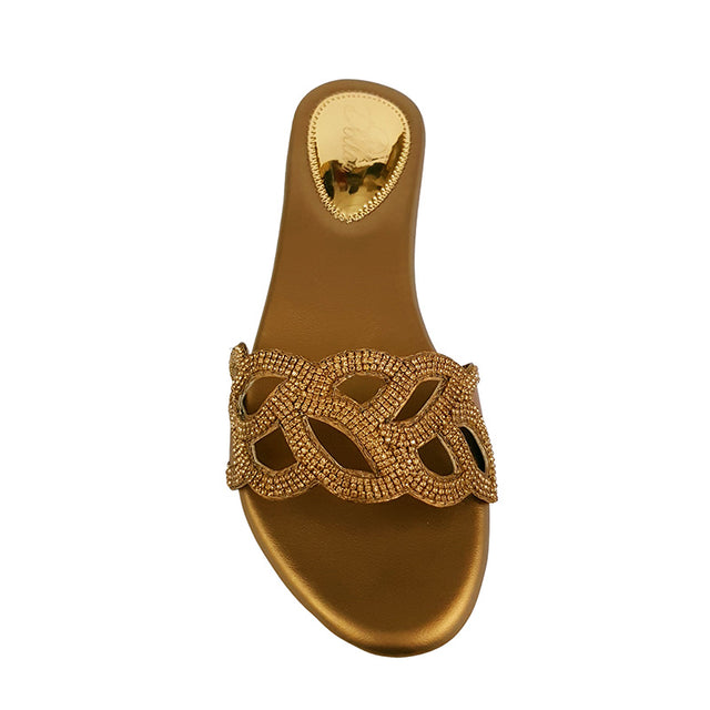 Handcrafted Gold Stylish Flat Sandal