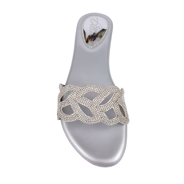 Silver Crystal Embellished Stylish Flat sandals Handcrafted Flats