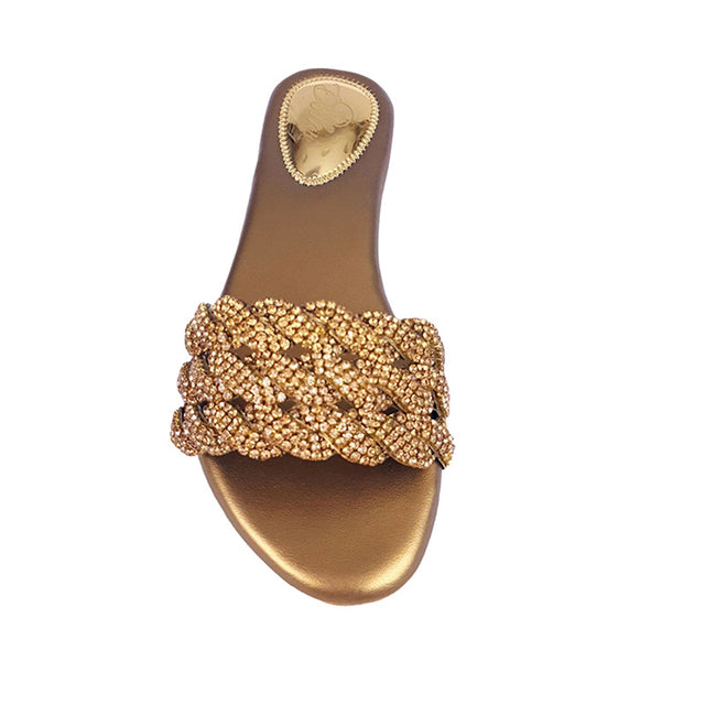 Ghaliyah Weekend-ready Bronze Flat Slippers