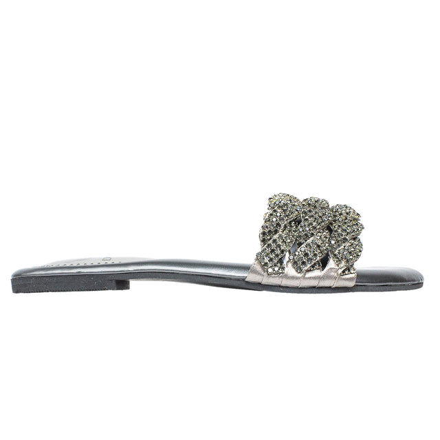 Ghaliyah Opulent Grey Flat Slippers