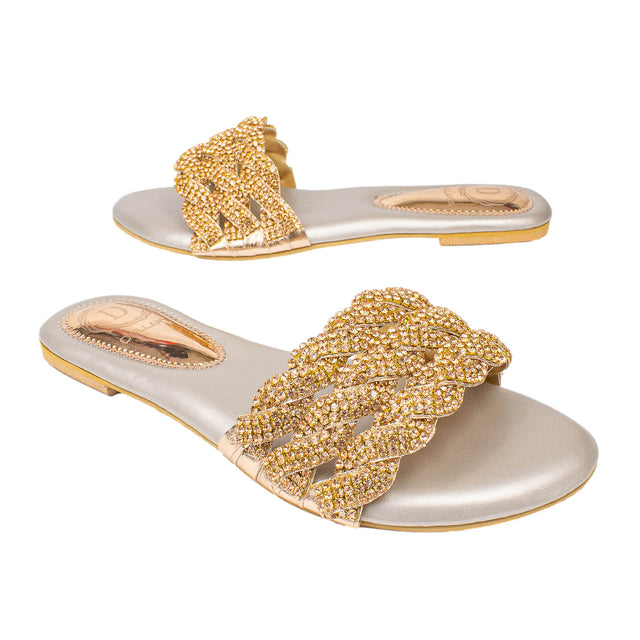 Ghaliyah Luxurious Rose Flat Slippers