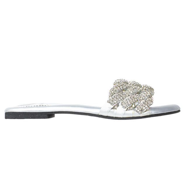 Ghaliyah Luxe Silver Flat Slippers