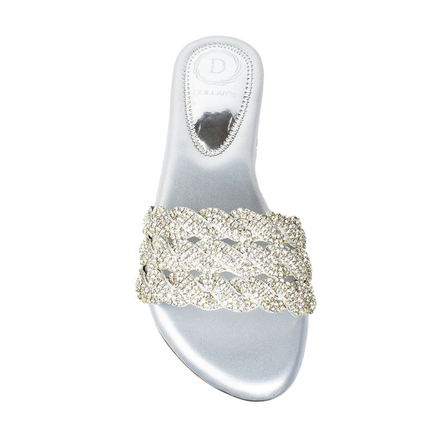 Ghaliyah Luxe Silver Flat Slippers