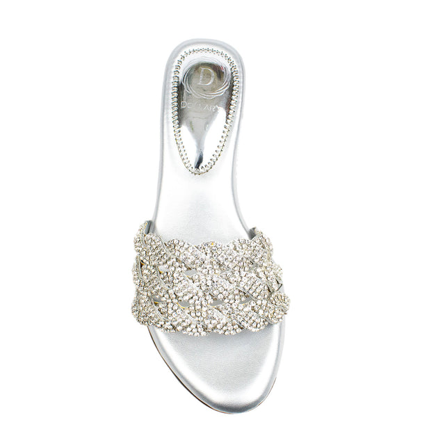 Ghaliyah Handmade Silver Block Heel Sandals