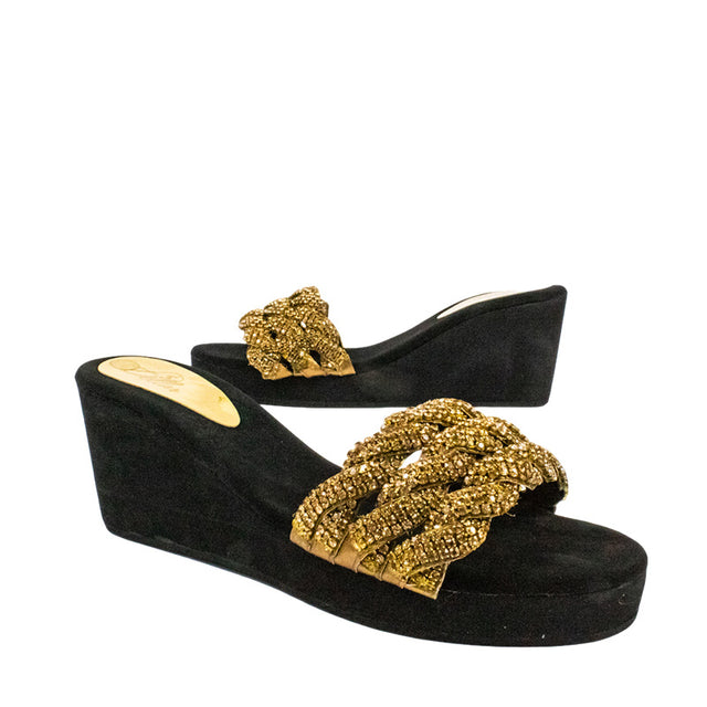 Handcrafted Gold Wedge Sandals