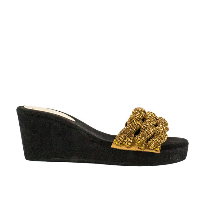Handcrafted Gold Wedge Sandals