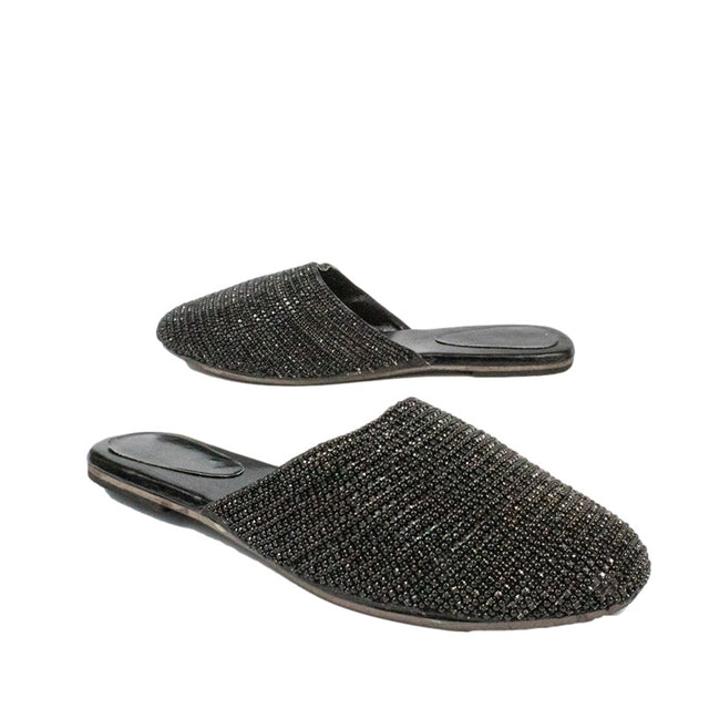 Opulent Black Flat Slippers