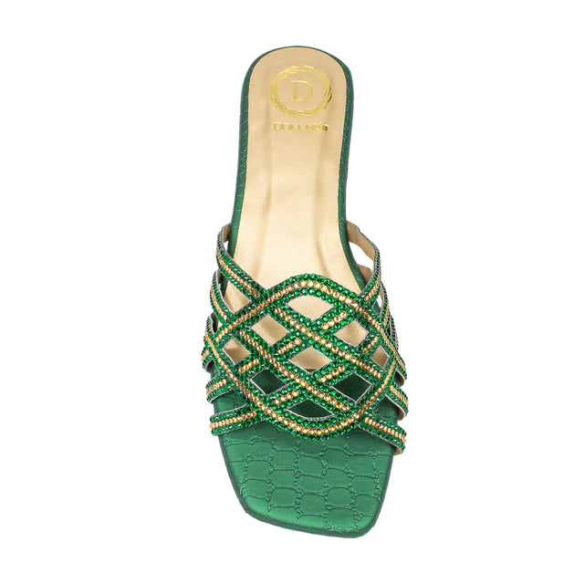 Fiona Edgy Green Flat Slippers