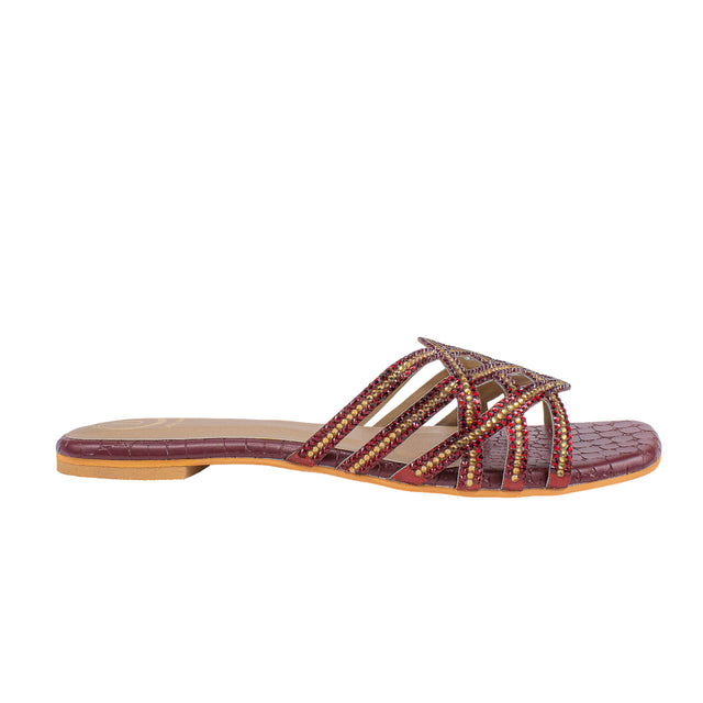 Fiona Trendy Maroon Flat Slippers