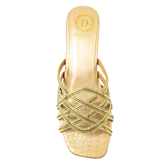 Fiona Chic Gold Two Tone Block Heel Sandals