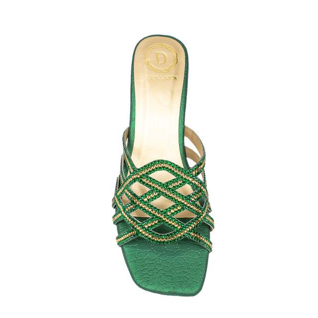 Fiona Contemporary Green Block Heel Sandals