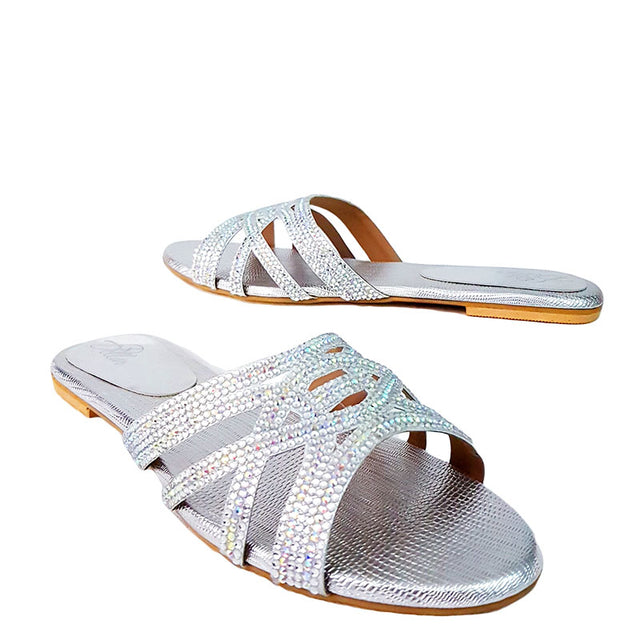 Elevated Silver Flat Slippers