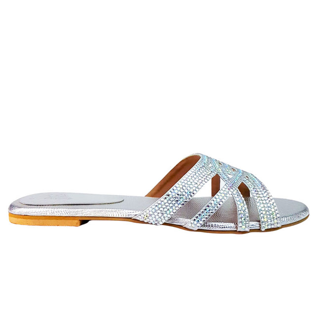 Elevated Silver Flat Slippers