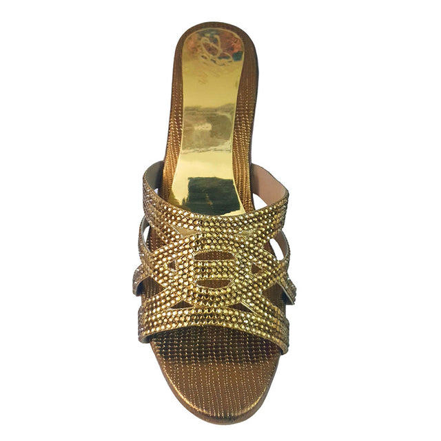 Iconic-fit Bronze Block Heel Sandals