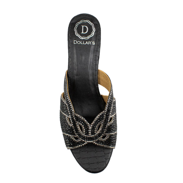 Nabeela Elevated Black Pencil Heel Sandals