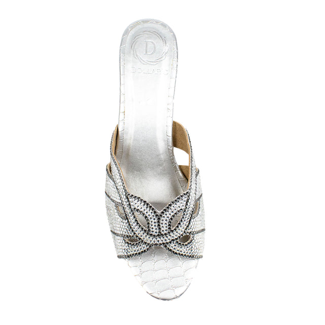 Nabeela Contemporary Silver Pencil Heel Sandals
