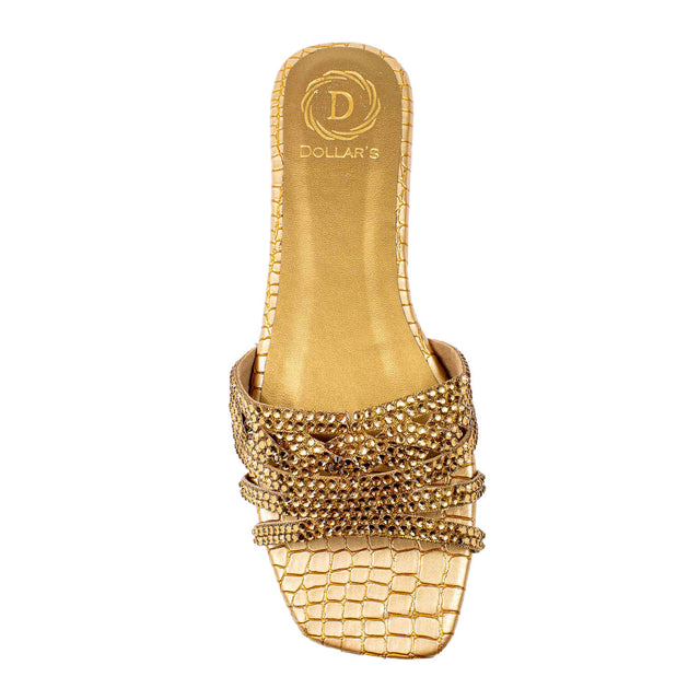 Salwa Chic Gold Flat Slippers