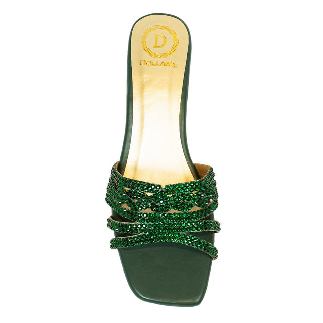 Salwa Opulent Green Block Heel Sandals