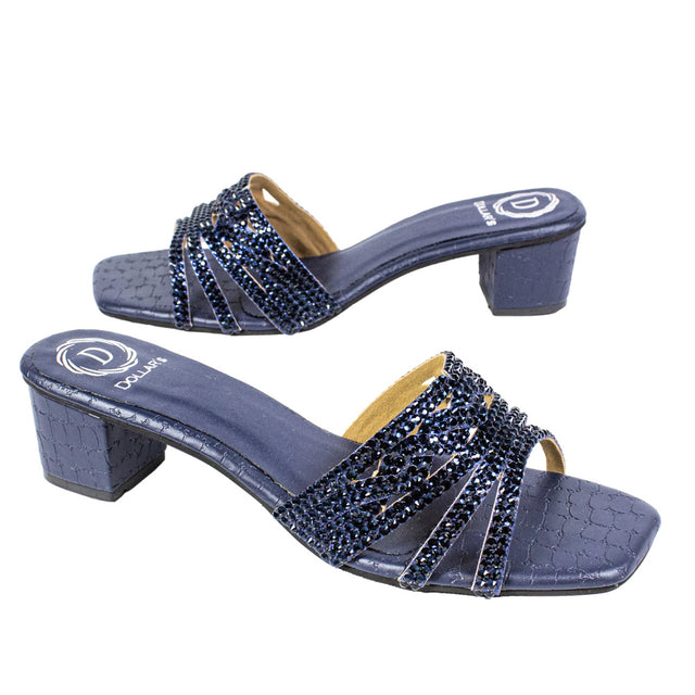 Salwa Sophisticated Navy Blue Block Heel Sandals