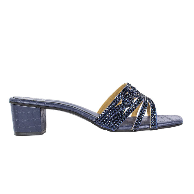 Salwa Sophisticated Navy Blue Block Heel Sandals