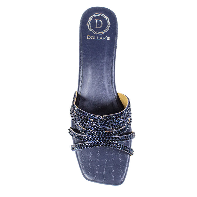 Salwa Sophisticated Navy Blue Block Heel Sandals
