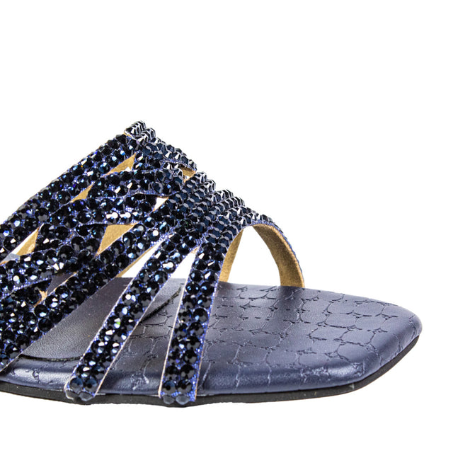 Salwa Sophisticated Navy Blue Block Heel Sandals