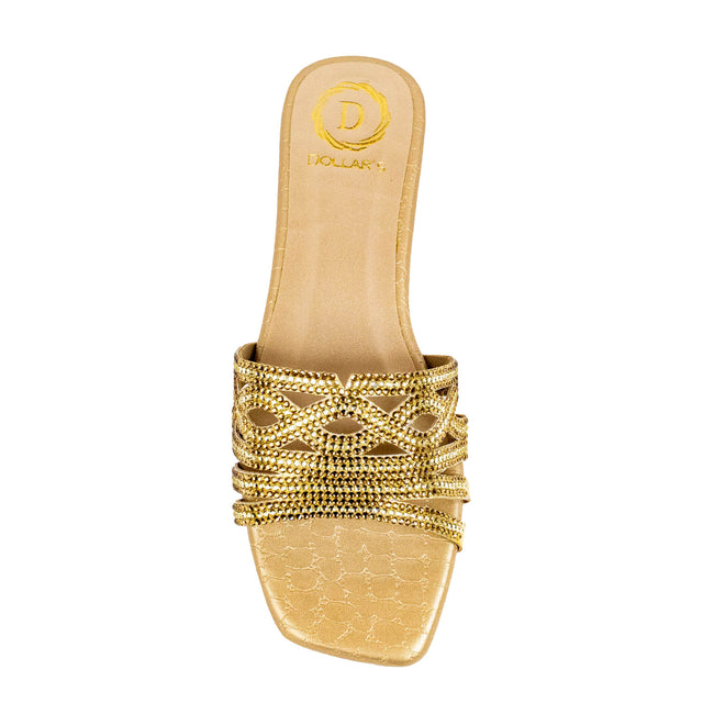 Faryal Trendy Gold Flat Slippers