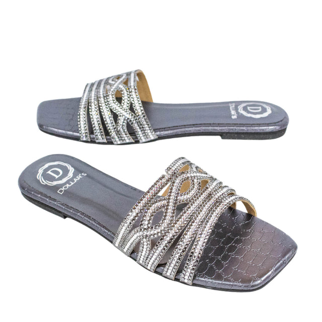 Faryal Iconic-fit Grey Flat Slippers