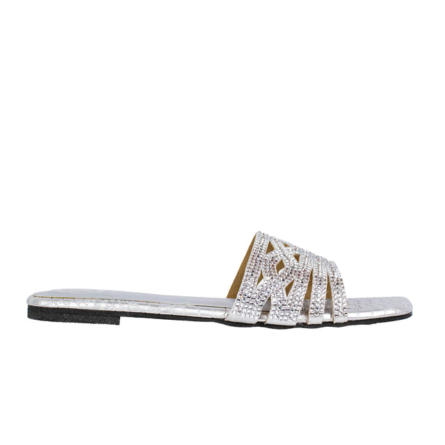 Faryal Opulent Silver Flat Slippers