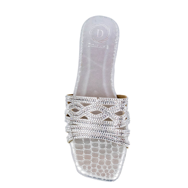 Faryal Opulent Silver Flat Slippers