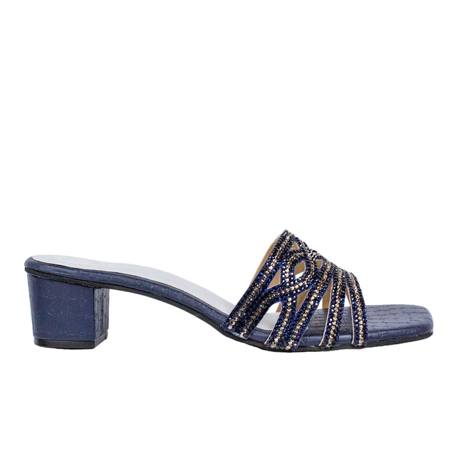 Faryal Handcrafted Blue Block Heel Sandals