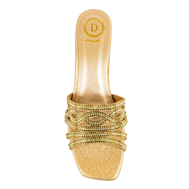 Faryal Handmade Gold Block Heel Sandals
