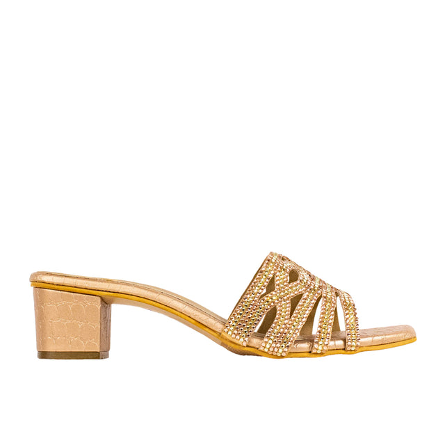 Faryal Contemporary Rose Block Heel Sandals